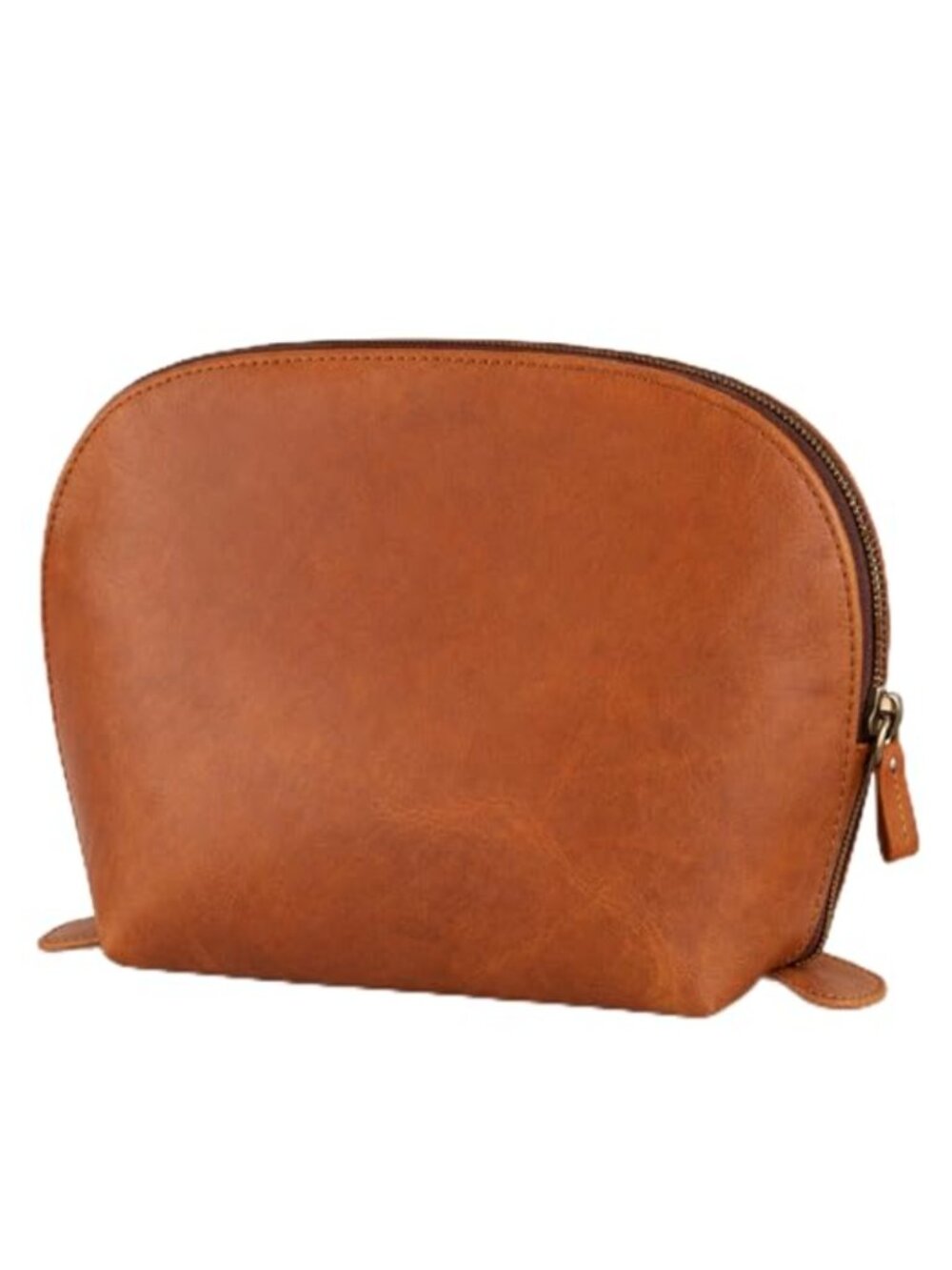 Vintage Leather Cosmetic Bag Travel Makeup Organizer Zipper Pouch Toiletry